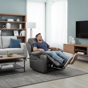 Relaxačné polohovacie TV kreslo HAVEN — látka, sivá, nosnosť 130 kg