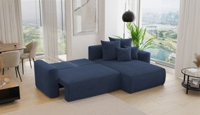 Rohová sedačka Baria (P) (tmavomodrá). Akcia -20%. Vlastná spoľahlivá doprava až k Vám domov. 1133086