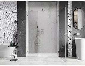 Mexen Lunar-B, otočné sprchové dvere pravé 150 cm, 8mm číre sklo, oceľový profil, 832S-150-050-97-00-P