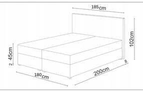 Manželská posteľ  Boxspring 180 cm Lilac Comfort (vzor + čierna) (s matracom a úložným priestorom). Vlastná spoľahlivá doprava až k Vám domov. 1056092