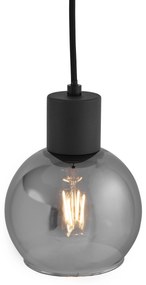 Art Deco závesné svietidlo čierne s dymovým sklom - Vidro