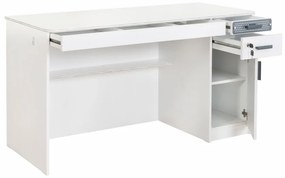 Veľký písací stôl s nadstavcom Pure - biela