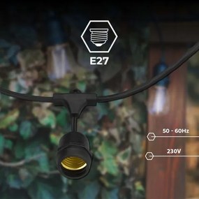 LED vonkajšia dekoratívna reťaz 15xE27/1W/230V 15,94 m IP44 čierna