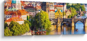 Obraz - Praha (s hodinami) (90x30 cm)