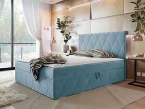 Moderný boxspring posteľ Silena 140x200cm, modrá Magic Velvet