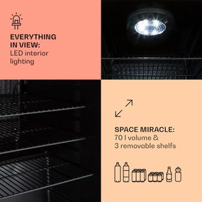 Klarstein PopLife 70, chladnička na nápoje, 70 l, 0-10°C, retro dizajn, LED