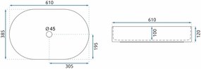 Rea Nadia, umývadlo na dosku 610x385x120 mm, imitácia kameňa - Marrone, REA-U9239