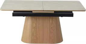Jedálenský rozkladací stôl Monaco 160/200 cm keramika travertín/dub prírodný