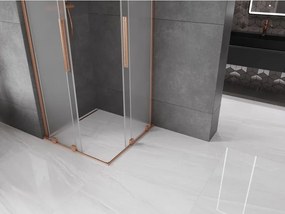 Mexen Velar L Duo, sprchový kút s posuvnými dverami 80 x 80 cm, 8mm sklo námraza, medená matná, 871-080-080-02-33-65