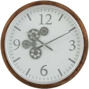 Nástenné hodiny s dreveným rámom a ozubenými kolieskami Laudine S - Ø 52 * 7 cm