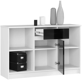 Komoda B-17 120 cm biela/čierna