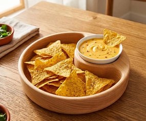 AMADEA Drevená miska nachos guľatá, masívne drevo, rozmer 20x4, 5 cm