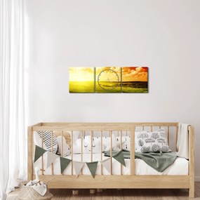 Obraz letnej lúky (s hodinami) (90x30 cm)