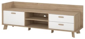 Biely/v prírodnej farbe TV stolík v dekore duba 182x62x51 cm Ikast – Tvilum