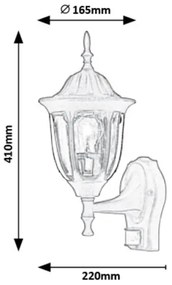 Rabalux 7837 - Vonkajšie nástenné svietidlo so senzorom MILANO 1xE27/60W/230V IP43