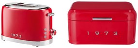 Silvercrest®  Hriankovač Retro 1973, červený + Chlebník Retro 1973, červený  (800010789)