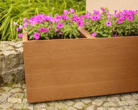 PLASTOVÝ KVETINÁČ NA KOLIESKACH BETONIQUE ECO 39X39X78 CM DREVENÝ DEKOR HNEDÁ