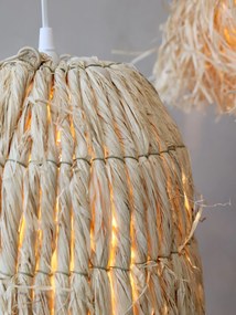 Prírodné závesné svetlo s lykovým tienidlom Raffia - Ø 28*32cm/ E27/ 40W
