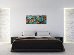 Obraz - Zeleno-zlatá maľba (120x50 cm)