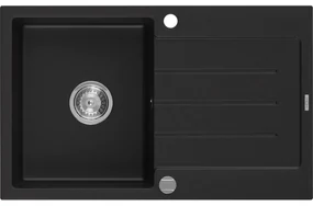 Mexen Bruno, granitový drez 795x495x200 mm, 1-komorový, čierna, 6513791010-77