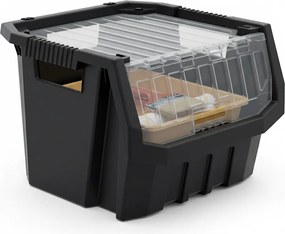 Prosperplast Dílenský úložný box HEAVY DUTY, S VÍKEM, černý 40x38x28 cm, L