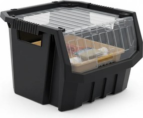Prosperplast Dielenský úložný box HEAVY DUTY, S VEKOM, čierny 40x38x28 cm, L