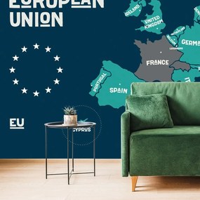 Samolepiaca tapeta náučná mapa s názvami krajín EÚ - 300x200