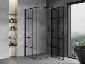 Mexen Mist T, sprchový kút s krídlovými dverami, pravý, 85 x 115 cm, 8mm číre sklo, čierny profil, 8A4T-115-085-70-77-P