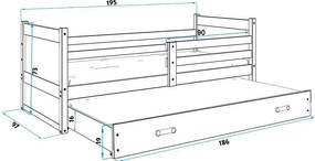 Posteľ s prístelkou RICO 2 190x90 Grafitová - Biela