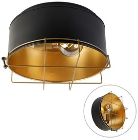 Industriálne stropné svietidlo čierne so zlatou 35 cm - Barril