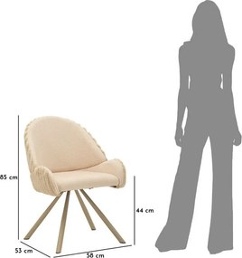 Krémové čalúnené jedálenské kreslá v súprave 2 ks s podrúčkami Stockholm – Mauro Ferretti