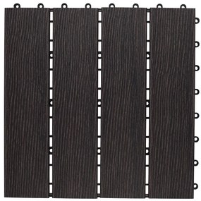 Terasová dlaždica WPC tmavohnedé drevo 30x30 cm