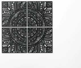 drevko Viacdielna mandala na stenu Rozkvitanie Rozmer obrazu: 133,5 x 131 cm, Farba dekorácie: Čierna