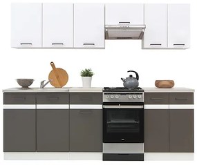 Kuchyňa BRW Junona line 230 cm (Biely lesk + Sivý wolfram + Biela). Vlastná spoľahlivá doprava až k Vám domov. 1018165