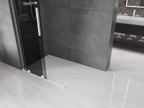 Mexen Velar L, posuvná sprchová zástena Walk-in 100 x 200 cm, 8mm šedé sklo, biela matná, 871-100-003-43-20