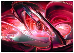Sklenený obraz červených fraktálov (70x50 cm)