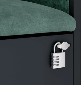 Akustická kabína SALLY MentalBox 600 mm – antracitový korpus, zelené sedadlo