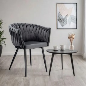 Jedálenská stolička COFTON zamatová, čierna / grafitová
