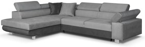 MEGA AKCE Rozkládací rohová sedací souprava FREDO Tmavě Šedá / Šedá 84+92 - Levý