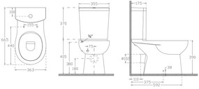 Sapho Sapho, KAIRO WC kombi, zadný odpad, splachovací mechanizmus, PC105