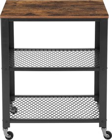 Odkladací stolík na kolieskach TAYLOR 60x40 cm, rustikálne hnedý