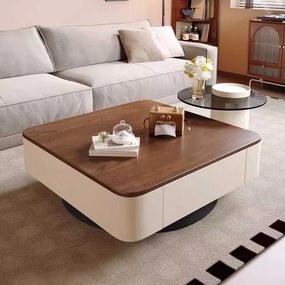 LuxuryForm DESIGN Konferenčný stolík MODENA 80 × 80 cm – hnedý, béžový (set)