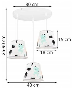 Detské závesné svietidlo Bambi, 3x textilné tienidlo so vzorom, o, s