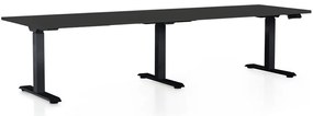 Výškovo nastaviteľný stôl OfficeTech Long, 260 x 80 cm, čierna podnož, čierna
