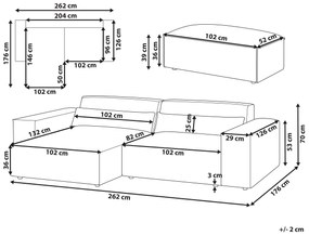 2-miestna modulárna rohová pohovka s taburetom pravostranná sivá HELLNAR Beliani