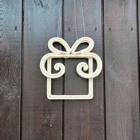 DECOLED Vianočný darček, 30 cm, biely