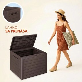 Úložný box WOODEBOX - 190L, 78x44x55cm, tmavo hnedá Prosperplast
