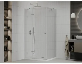 Mexen Roma, sprchovací kút 100 (dvere) x 80 (stena) cm, 6mm číre sklo, chrómový profil + slim sprchová vanička 5cm, 854-100-080-01-00-4010