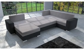 Čalúnená univerzálna rozkladacia sedacia súprava do U YORK šedá/čierna