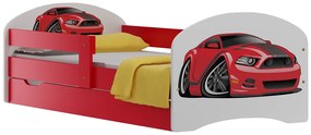 Detská posteľ so zásuvkami ČERVENÝ ŠPORTIAK 160x80 cm